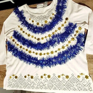 1 of a kind Custom Handmade Ugly Christmas Hanukkah Sweater Top Shirt Womens L